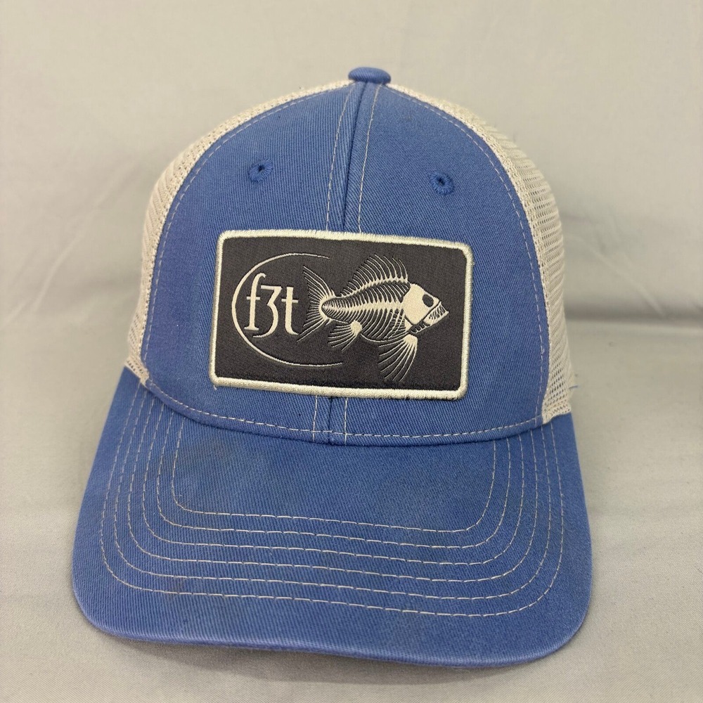 Costa Del Mar Trucker Hat F3T Fish Skeleton Mens OSFM Blue Mesh Back Cap